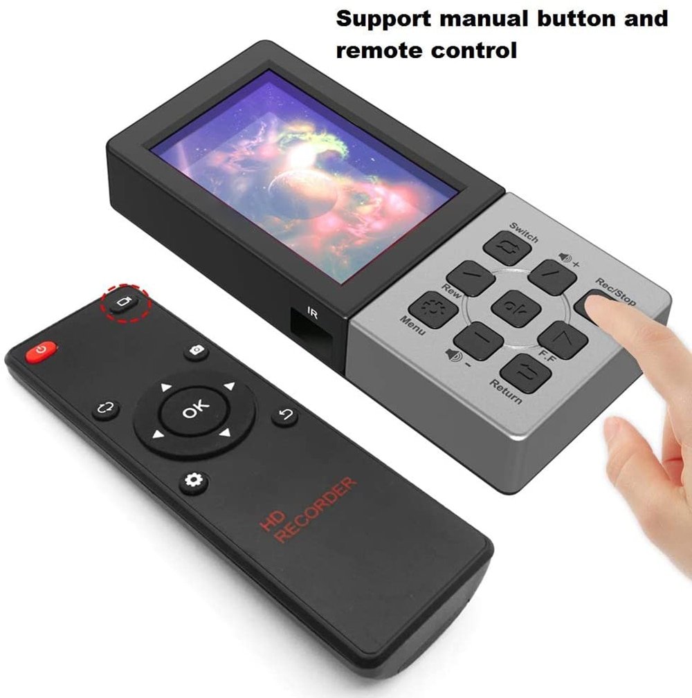 1080P@60fps Video Capture HDMI-compatible Video Recorder Box with 3.5 Inch LCD and Remote Control,Playback,Schedule Capturing