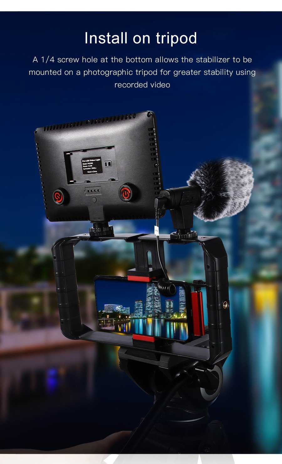 MAMEN Vlogs Shooting Kits Phone Holder Cage With LED Video Light & Recording Microphone For Phones Photography Kit