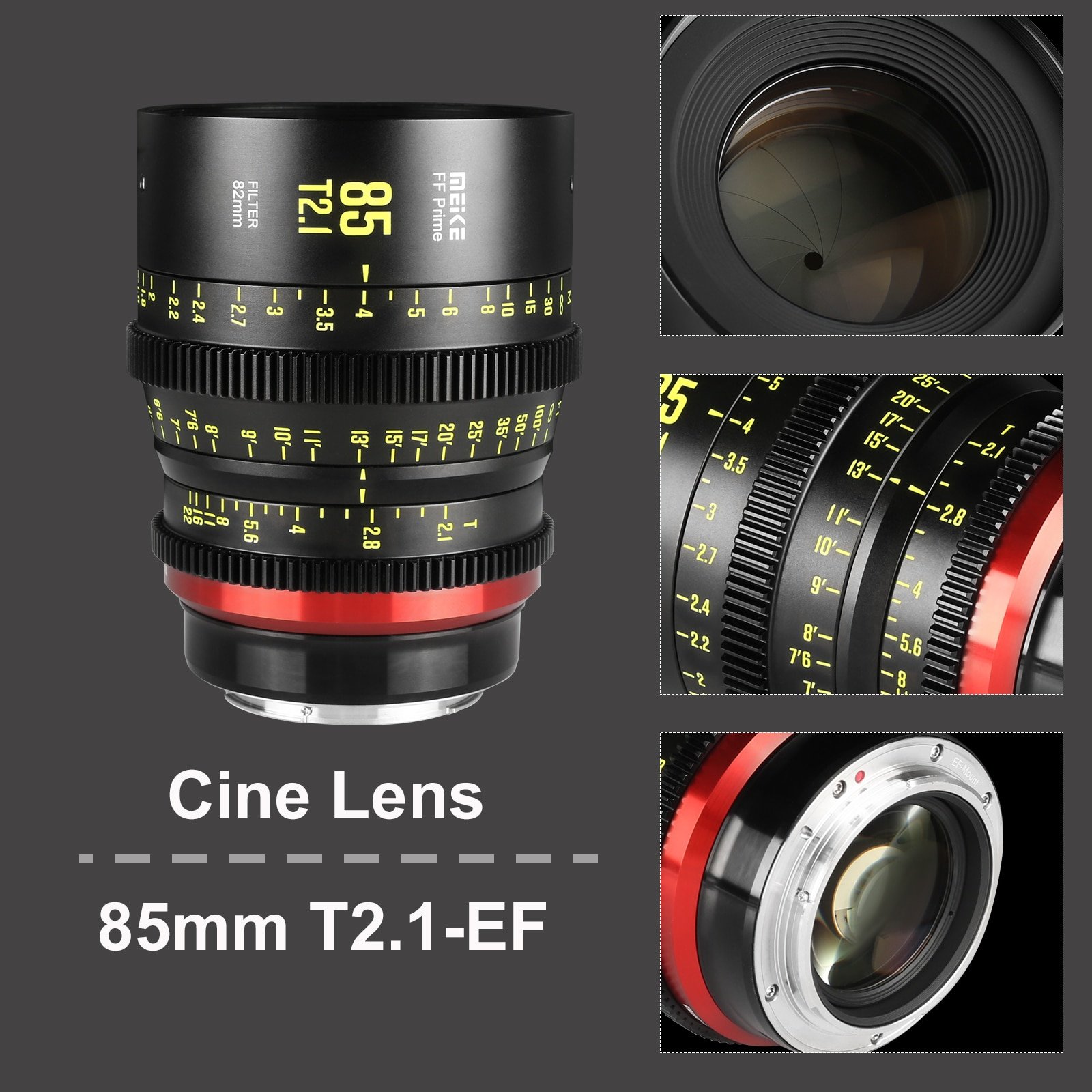 Meike Prime 85mm T2.1 Cine Lens for Full Frame Cinema Camera Systems