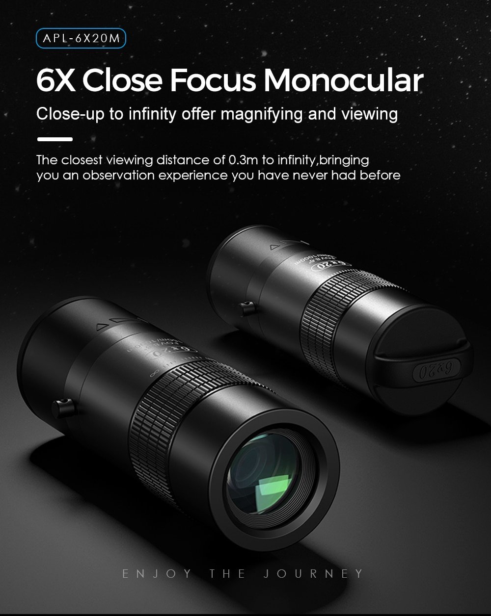 APEXEL 6X 0.3m Closest Focus telescope Optics lens monocular HD BAK4 Prism telephoto for all Smartphones Hunting Camping Travel