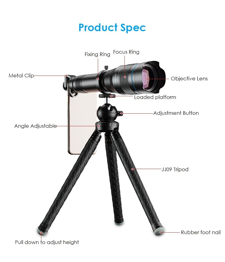 APEXEL 60X Mobile Phone Monocular Telescope Lens astronomical zoom lens extendable tripod for iPhone Samsung all Smartphones