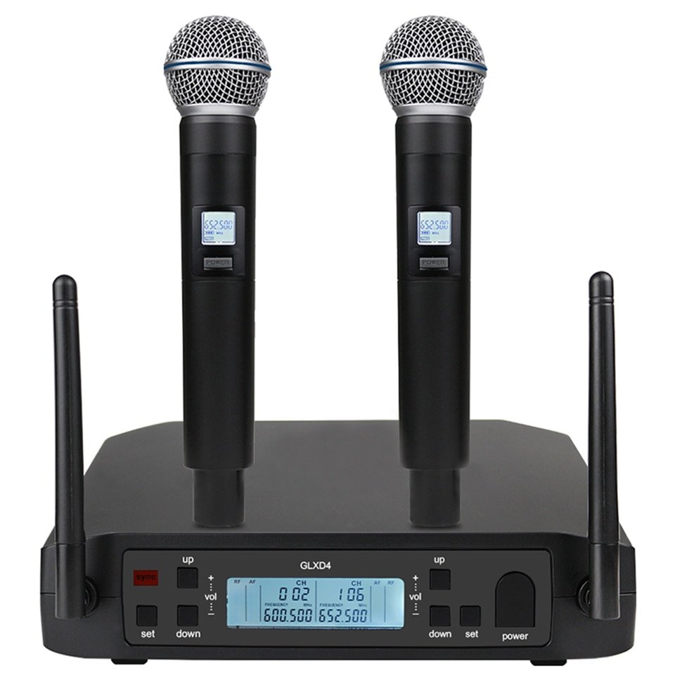 SOM GLXD4 600-699mhz High Quality Professional Dual Wireless Microphone System stage performances Dynamic 2 Channel 2 Handhelds