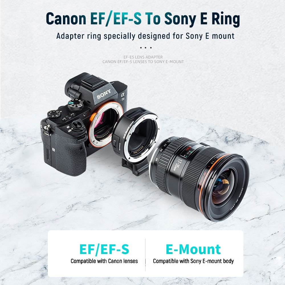Viltrox EF-E5 Autofocus Smart Lens Adapter OLED Display Full Frame for Canon EOS EF EF-S Lens to Sony E Mount Camera A9 A7II