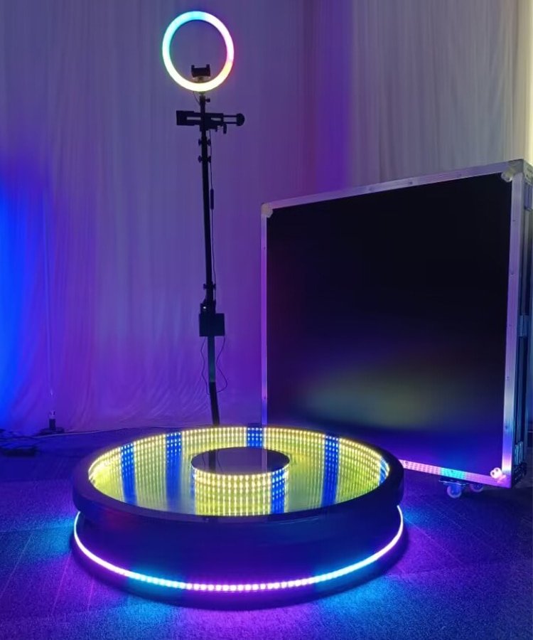 360 Photobooth Machine Led Mirror Glass Video Booth Rotary 360 115 Stand For People Photo Booth Platform 360 With Remote Control