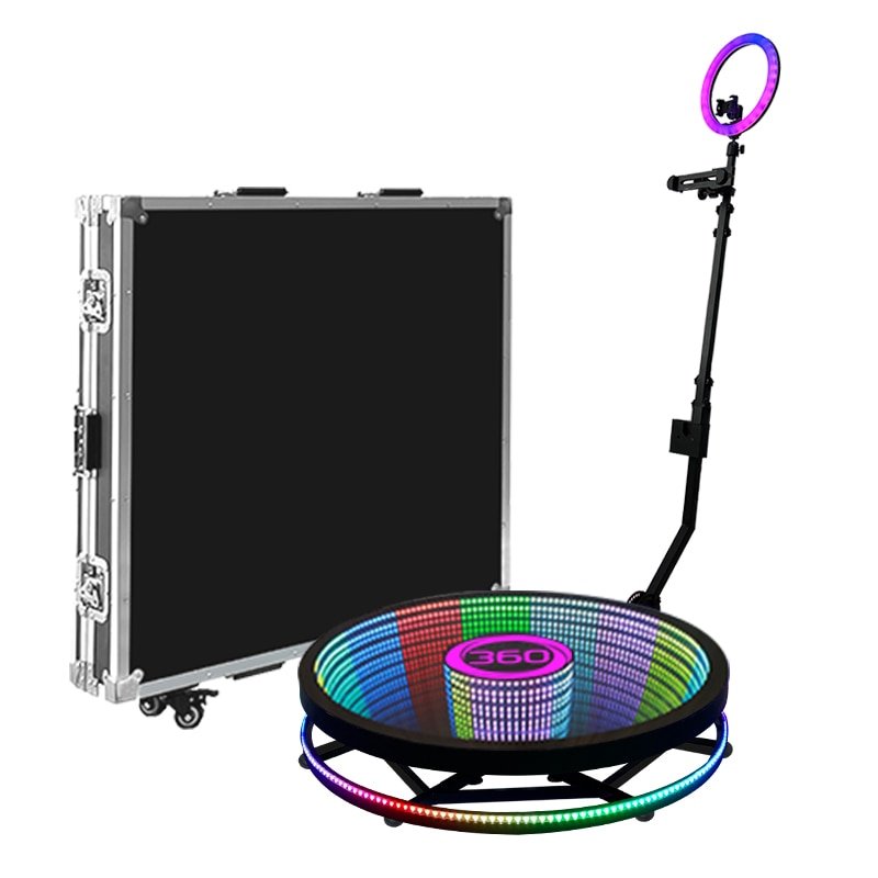 Business LED Glass spin 360 Photo Booth Video Rotating Machine Selfie 68 80 100 115cm Stand 1-7People For Wedding Party Events