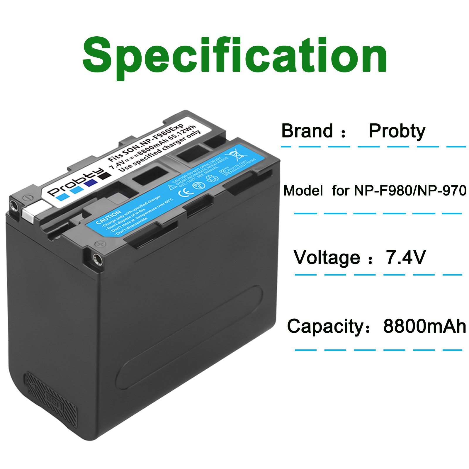 Probty 8800mAh NP-F980 NP-F970 NPF960 NPF970 Battery with USB Charge Output For Sony PLM-100 CCD-TRV35 MVC-FD91 MC1500C