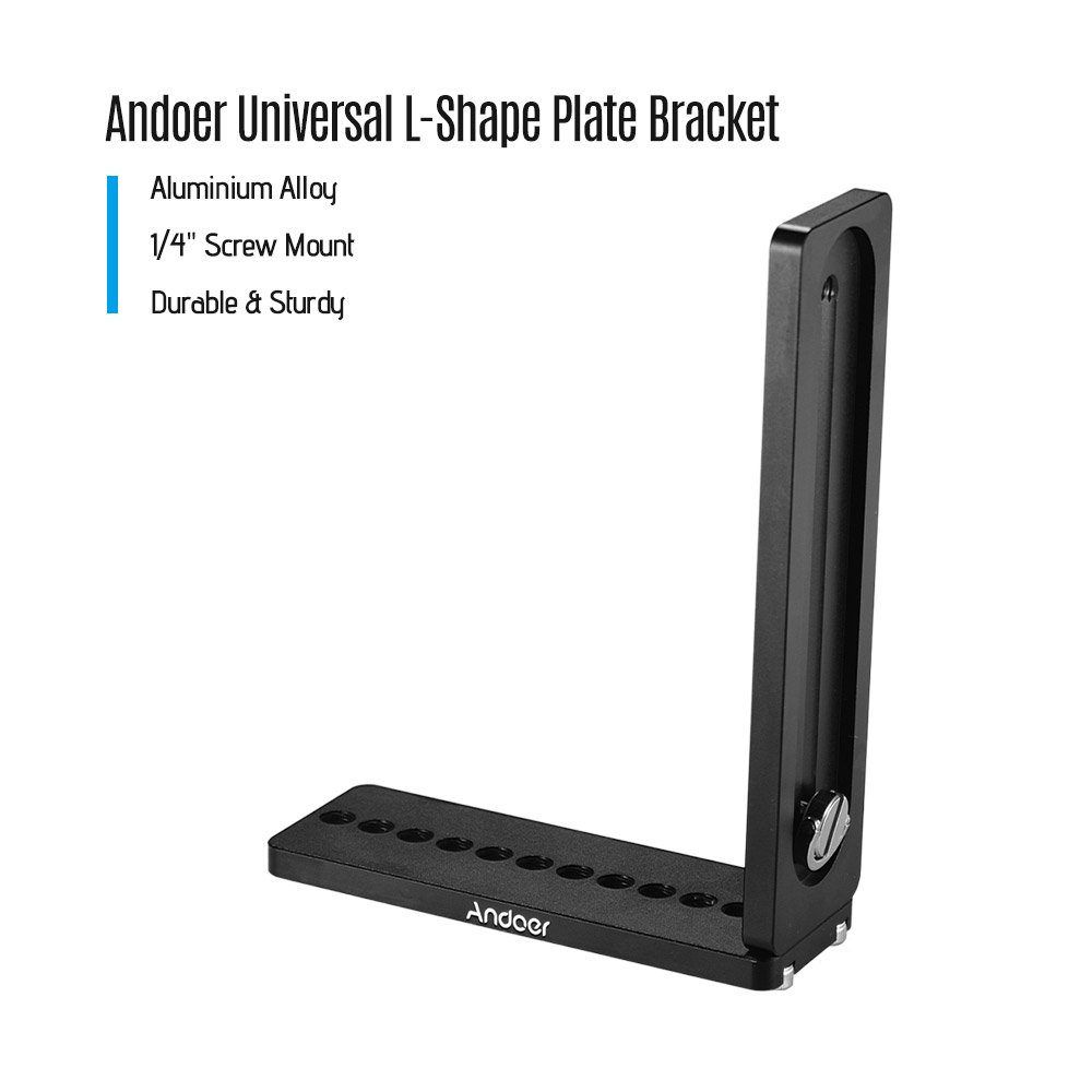 Andoer Tripods Accessories L-Shape Plate Bracket Stabilizer Ballhead Camera Holder 1/4" Screw Mount Vertical Video Recording