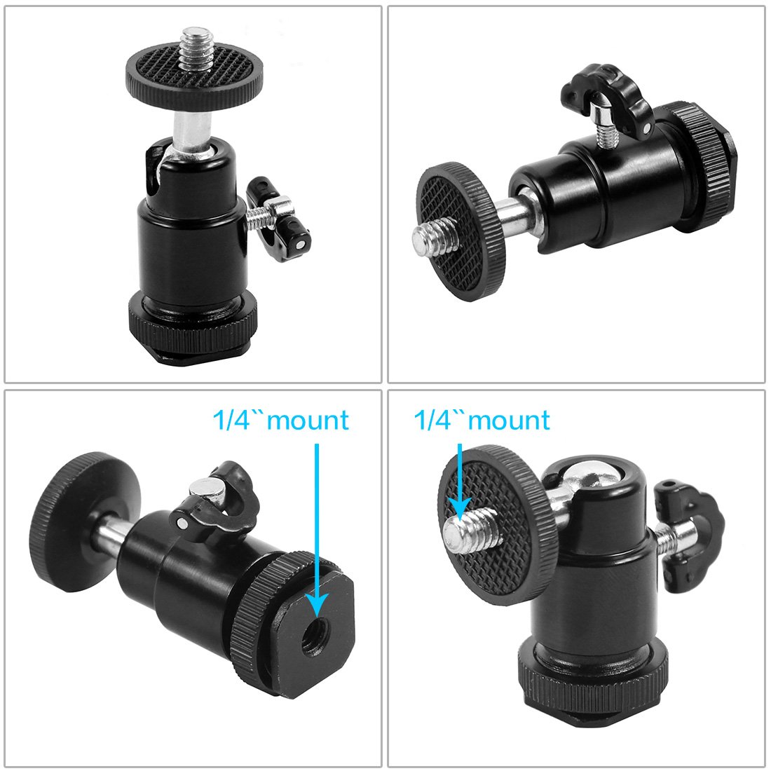1/4 Screw Mini Ball Head Tripod Mount Light Flash Stand Holder BallHead with Crab Claws Clamp For SLR Camera Monitor Accessories