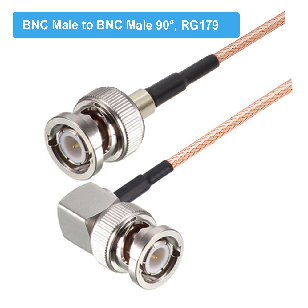 RG179 Cable 75 Ohm BNC Male Right Angle to BNC Male Plug Connector Adapter for Video Camera SDI Camcorder HD-SDI/3G-SDI/4K/8K