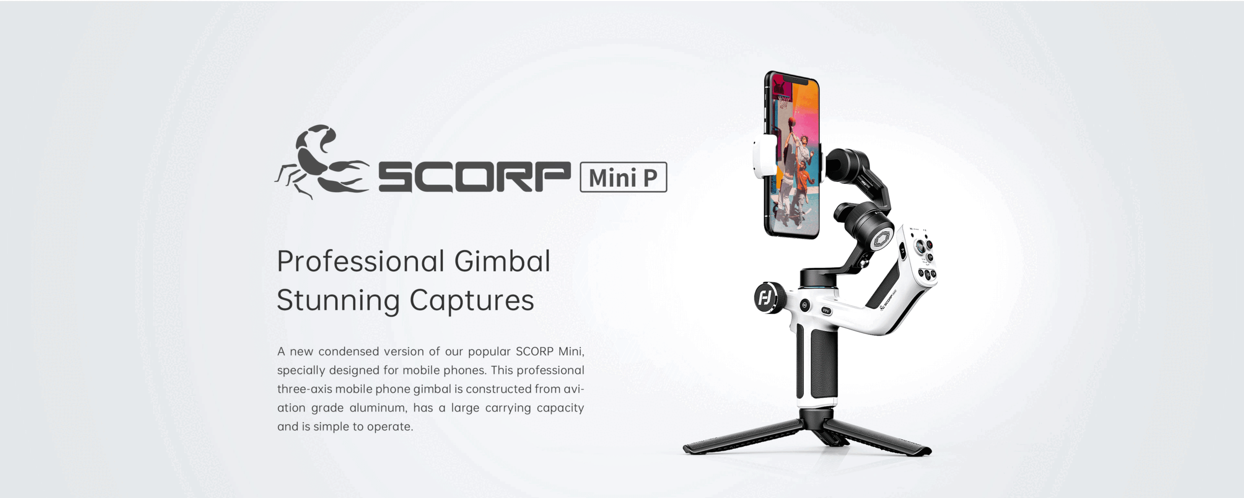 FeiyuTech Official SCORP MINI-P 3-Axis Handheld Gimbal Handle Grip for Smartphone iPhone Samsung Xiaomi with Tripod 520g load