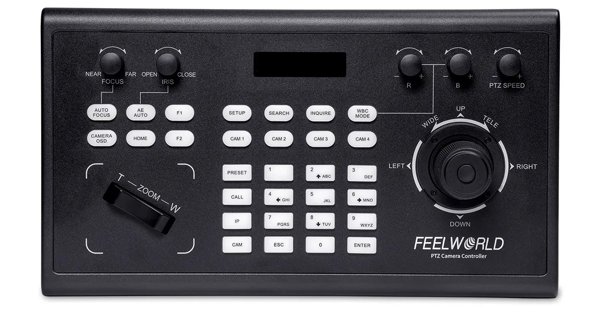 FEELWORLD PTZ Camera Controller with Joystick and Keyboard Control PoE Supported Multiple Control and Network Protocol KBC10