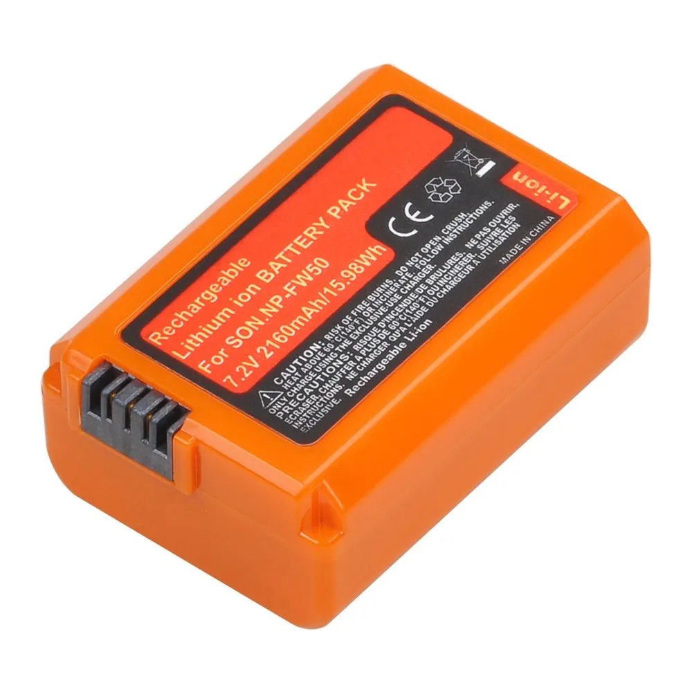 Orange NP-FW50 NP FW50 Battery (2160mAh) for Sony Alpha a6500 a6300 a6000 a5000 a3000 NEX-3 A7 A7M2 A7R 7SM2 7M2 A33 A35 A37 A55
